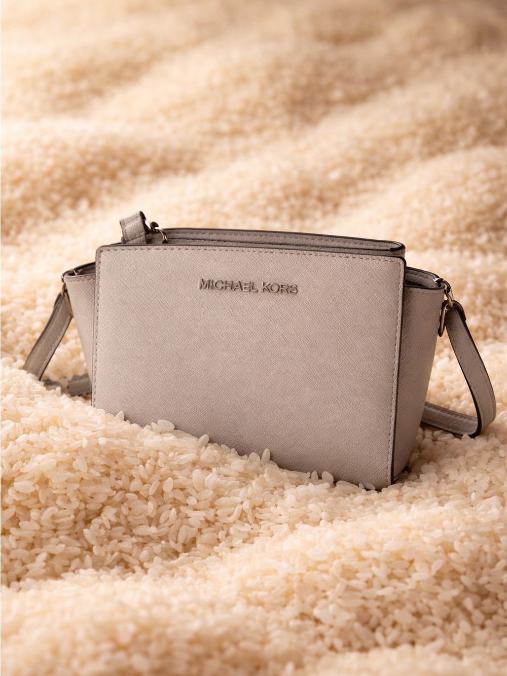 Michael Kors Light Gray Saffiano Crossbody Bag
